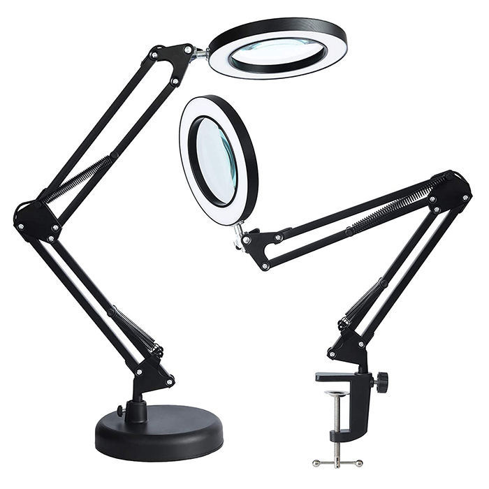 5X/10X Handheld Magnifier with LED Light and Stand USB Powered Illuminated Magnifying  Glass for Electronics